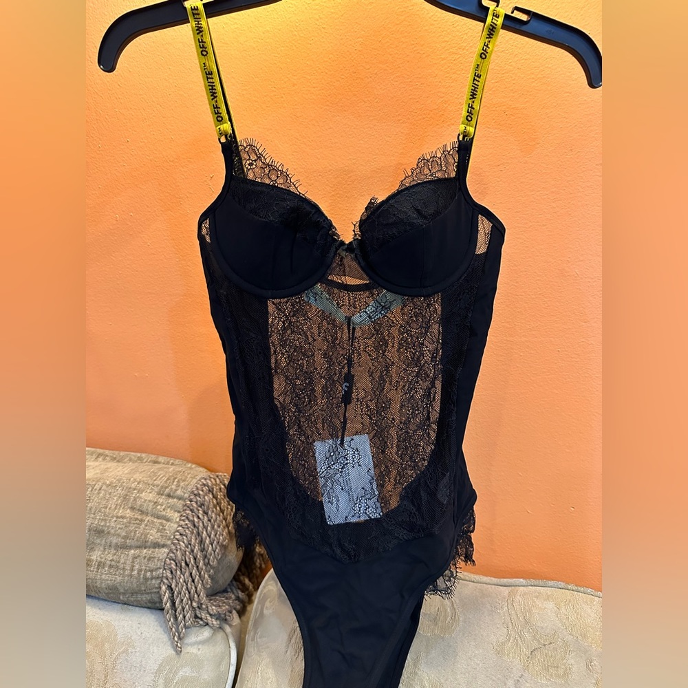 OFF White lace bodysuit.